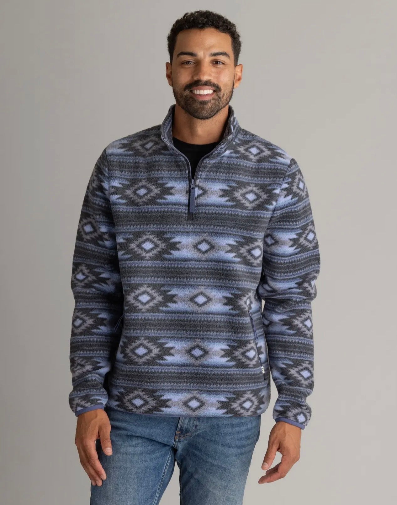 Blue Men’s printed Fleece