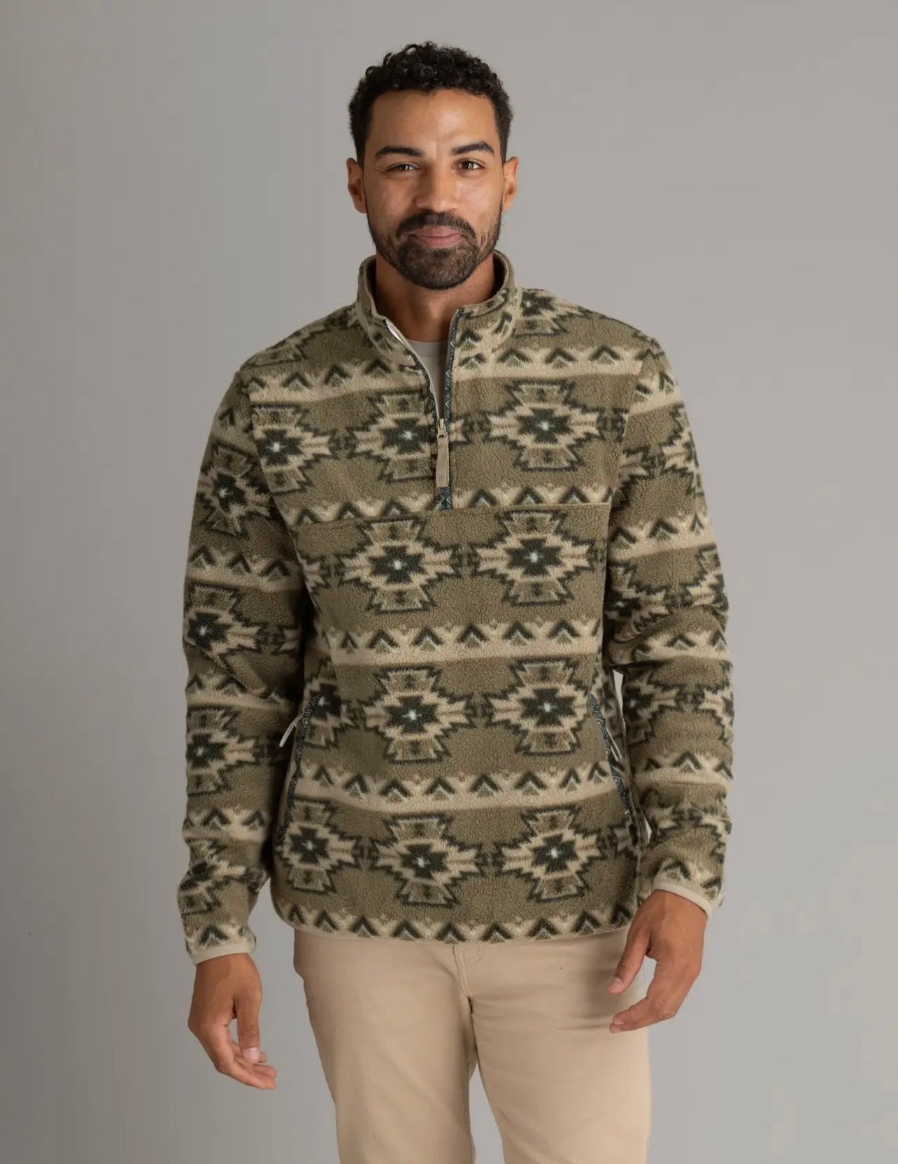 Green printed Aztec Fleece