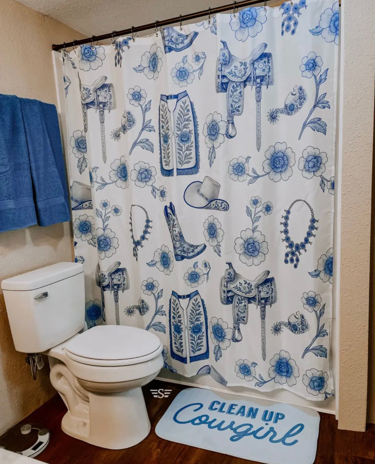 Blue Cowboy Shower Curtain